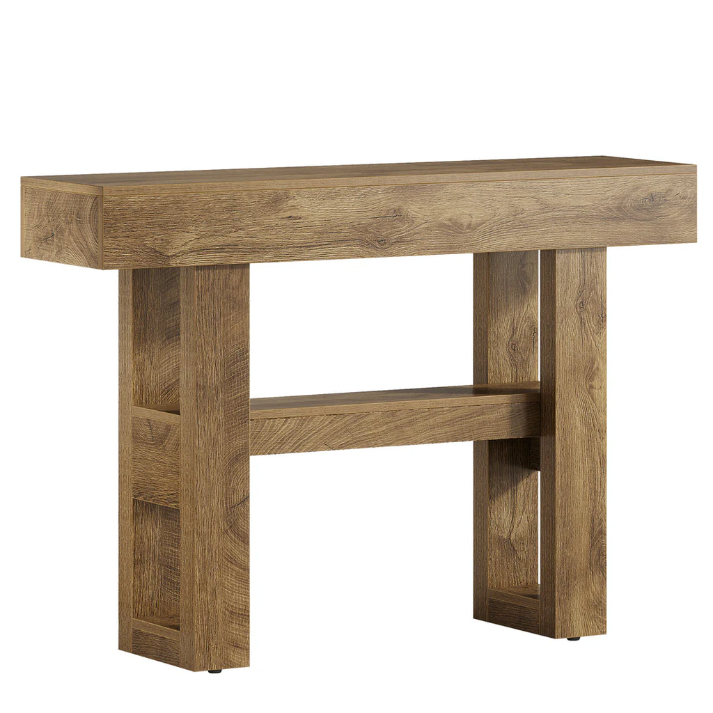 Light Brown Two-Tier Entryway Console Table