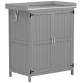 compact wooden garden tool shed main view
