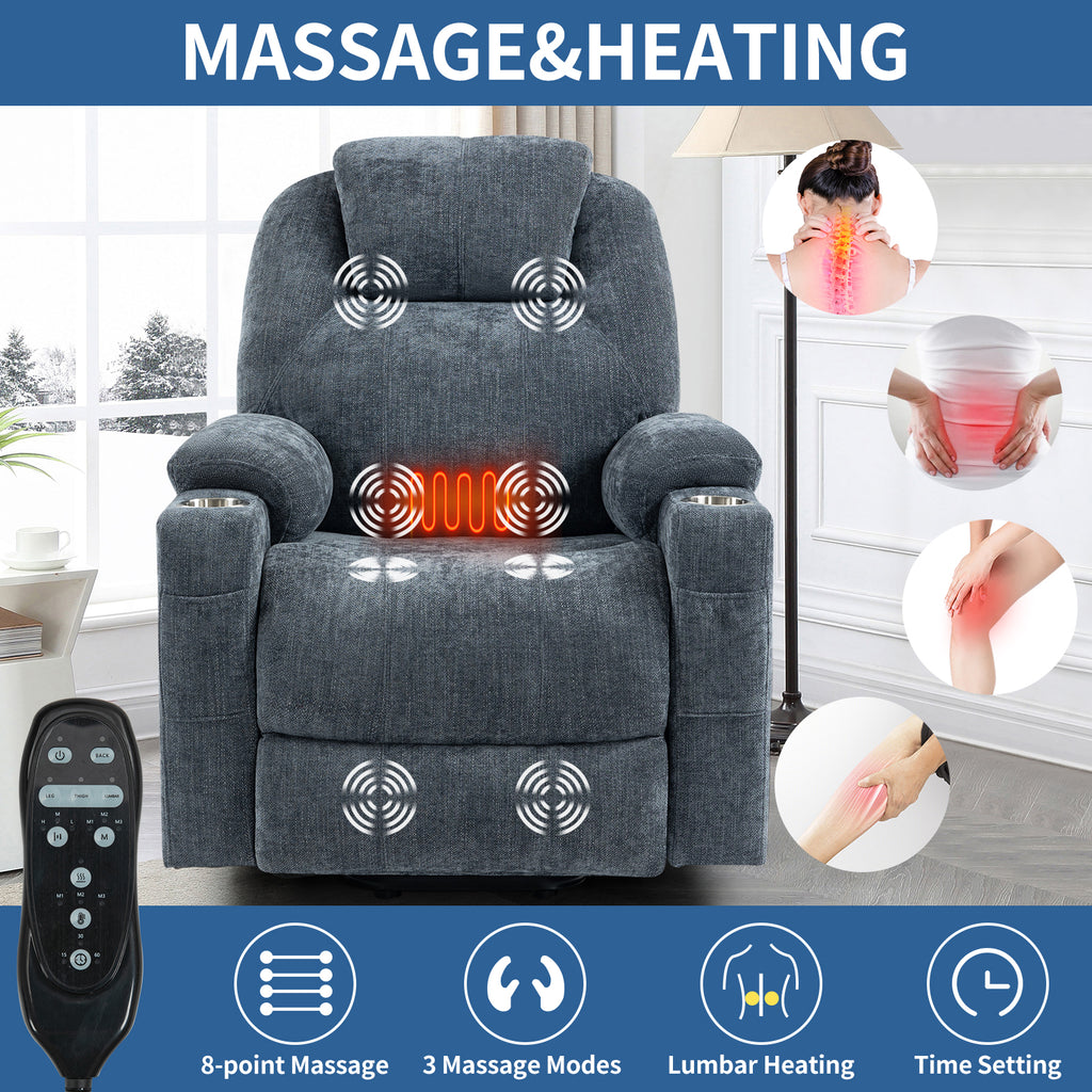 Up to 350 LBS Chenille Power Lift Recliner Chair Heavy Duty Motion Mechanism - Image 5