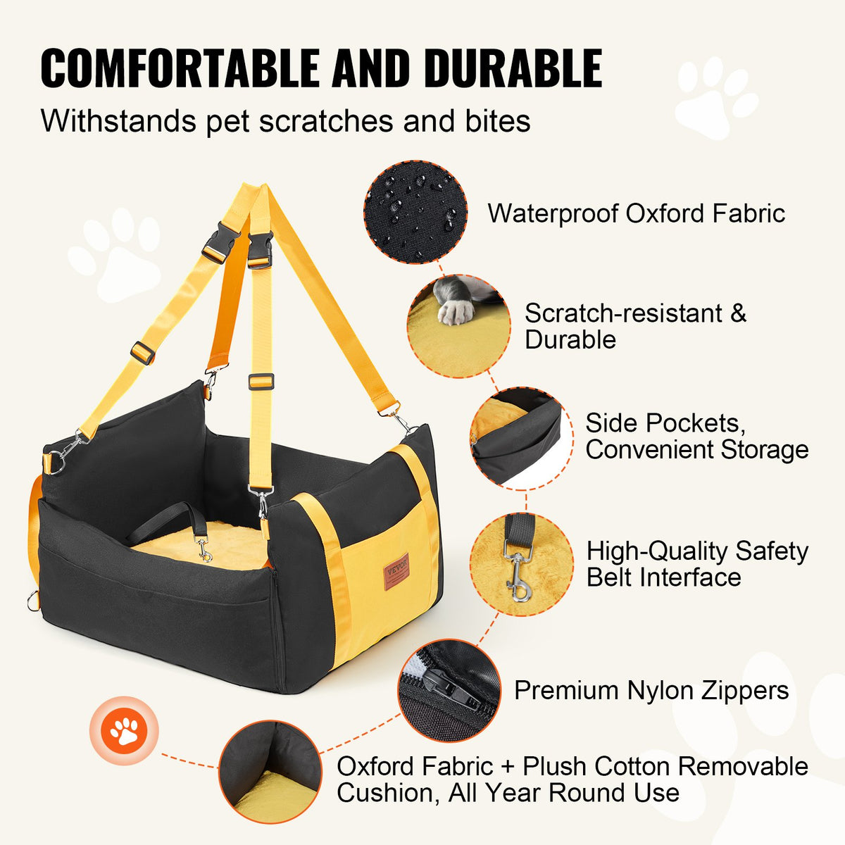 vevor dog booster car seat dimensions and features