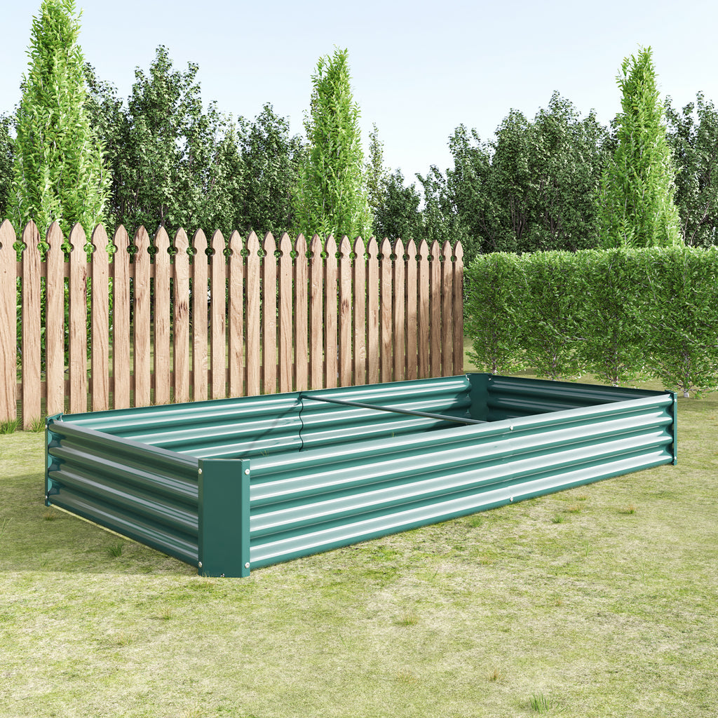 2PCS Green 8×4×1ft Metal Raised Rectangle Garden Planter Beds