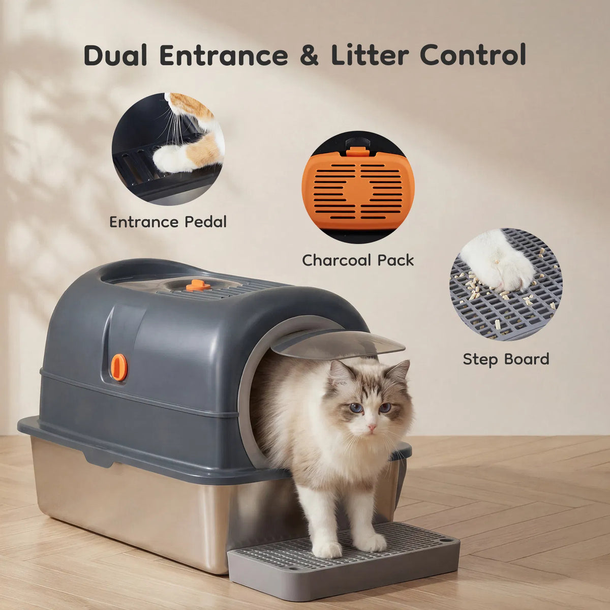Double entry convertible lid cat litter box - Image 2