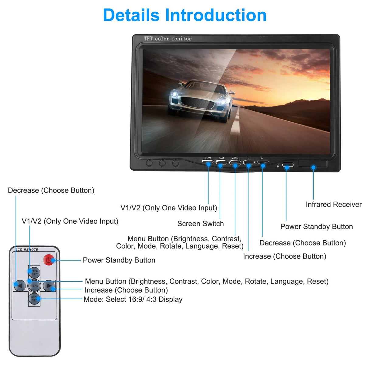 7In Screen Backup Camera System Vehicle Rear View Monitor Kit IP67 Waterproof - Image 4