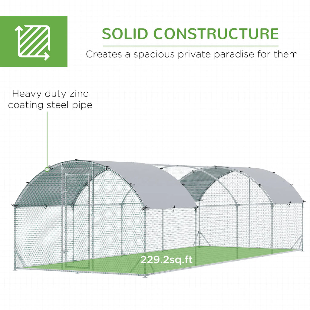 Galvanized Large Metal Chicken Coop Cage Walk in Enclosure Poultry Hen Run - Image 2
