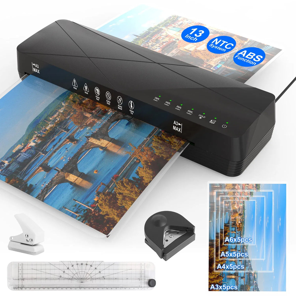 13Inch Laminator Machine Hot And Cold Mode A4 Personal Thermal Laminator With - Image 3