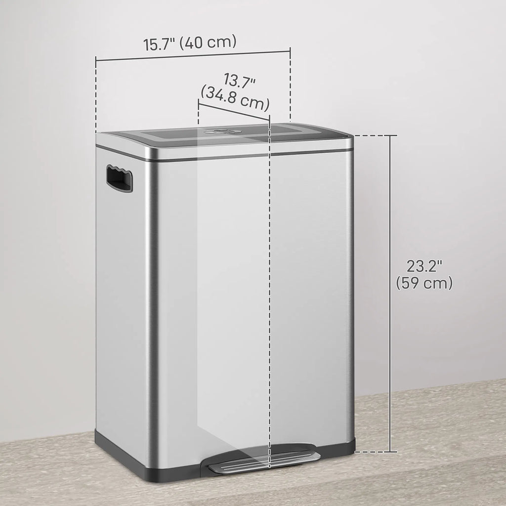 2 x 20 Liter Garbage Bin Stainless Steel Garbage Can with Soft Close Lid and - Image 5