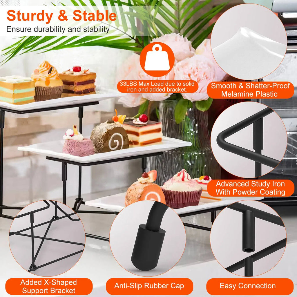 3 Tier Plastic Serving Tray Dessert Server Display Serving Stand Dinnerware - Image 3