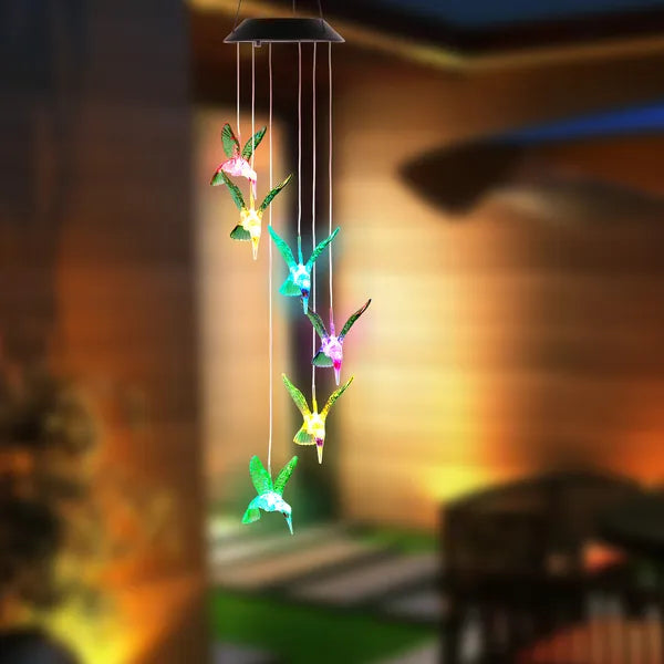 LED Solar Hummingbird Wind Chime Solar String Lights 6 LEDs Color Changing IP65 - Image 4