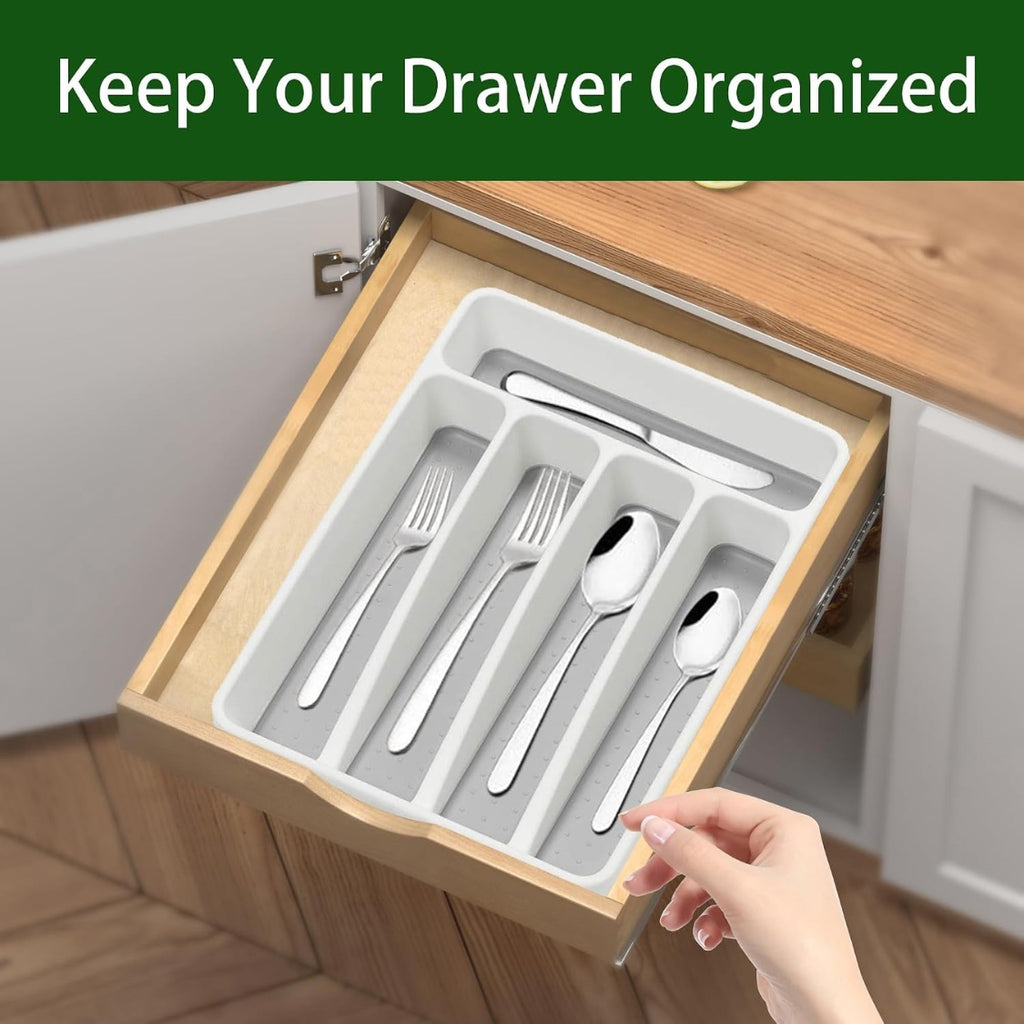 compartment white silverware organizer plastic detail and structure