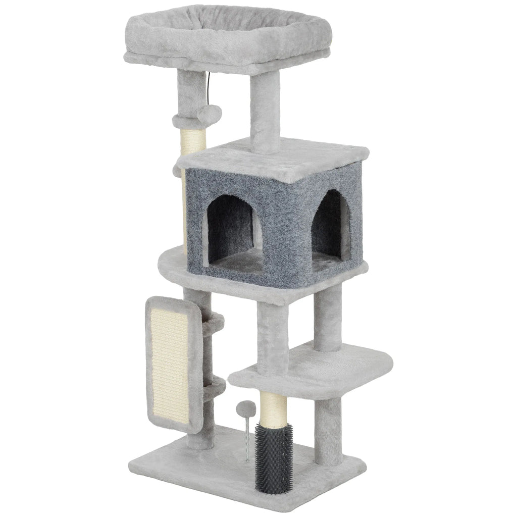 41 Inch Cat Tree with Scratching Posts Cat Bed Condo Grooming Brush Jumping - Image 5