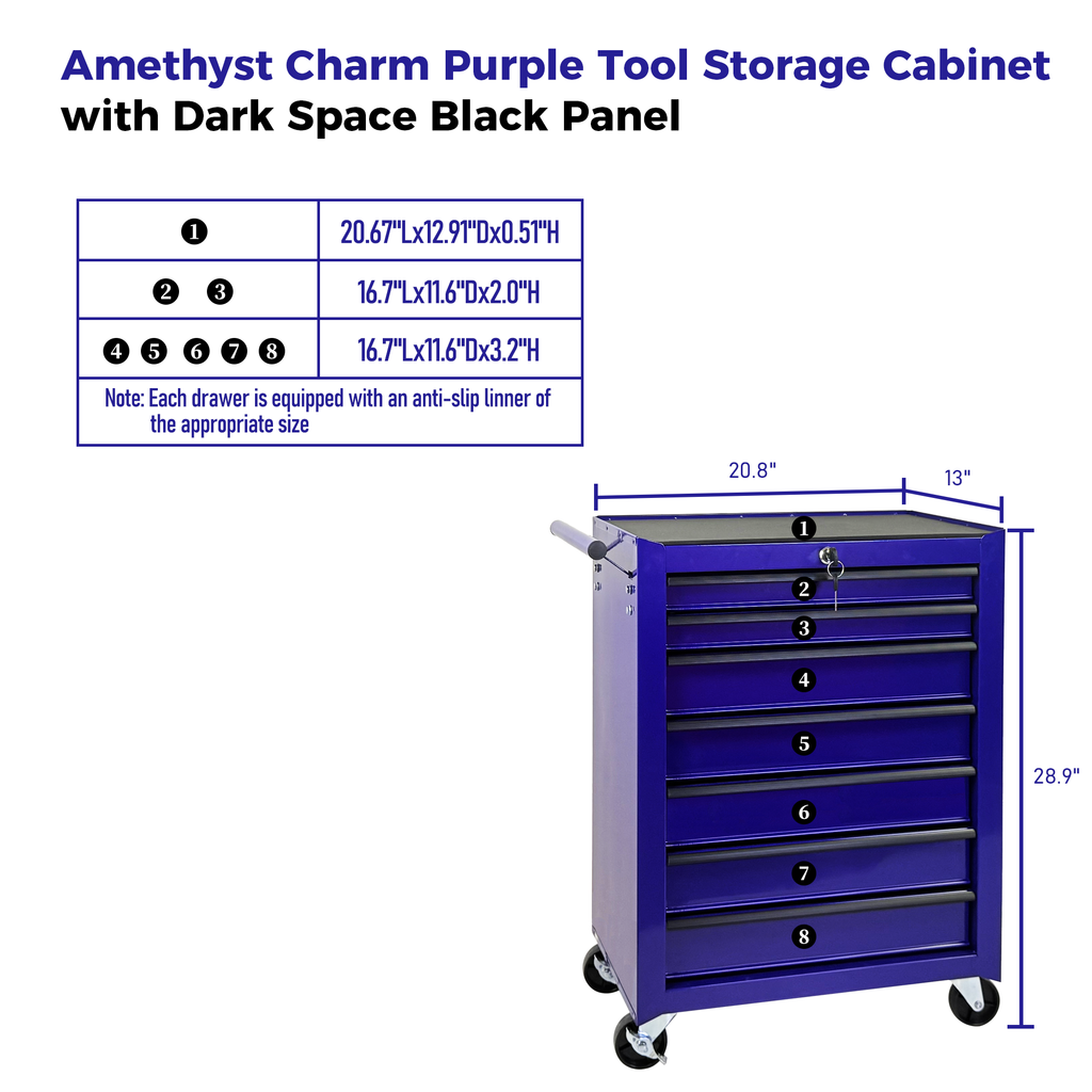 7 Drawer Rolling Tool Storage Cabinet With Detachable Top Tool Box Universal - Image 2