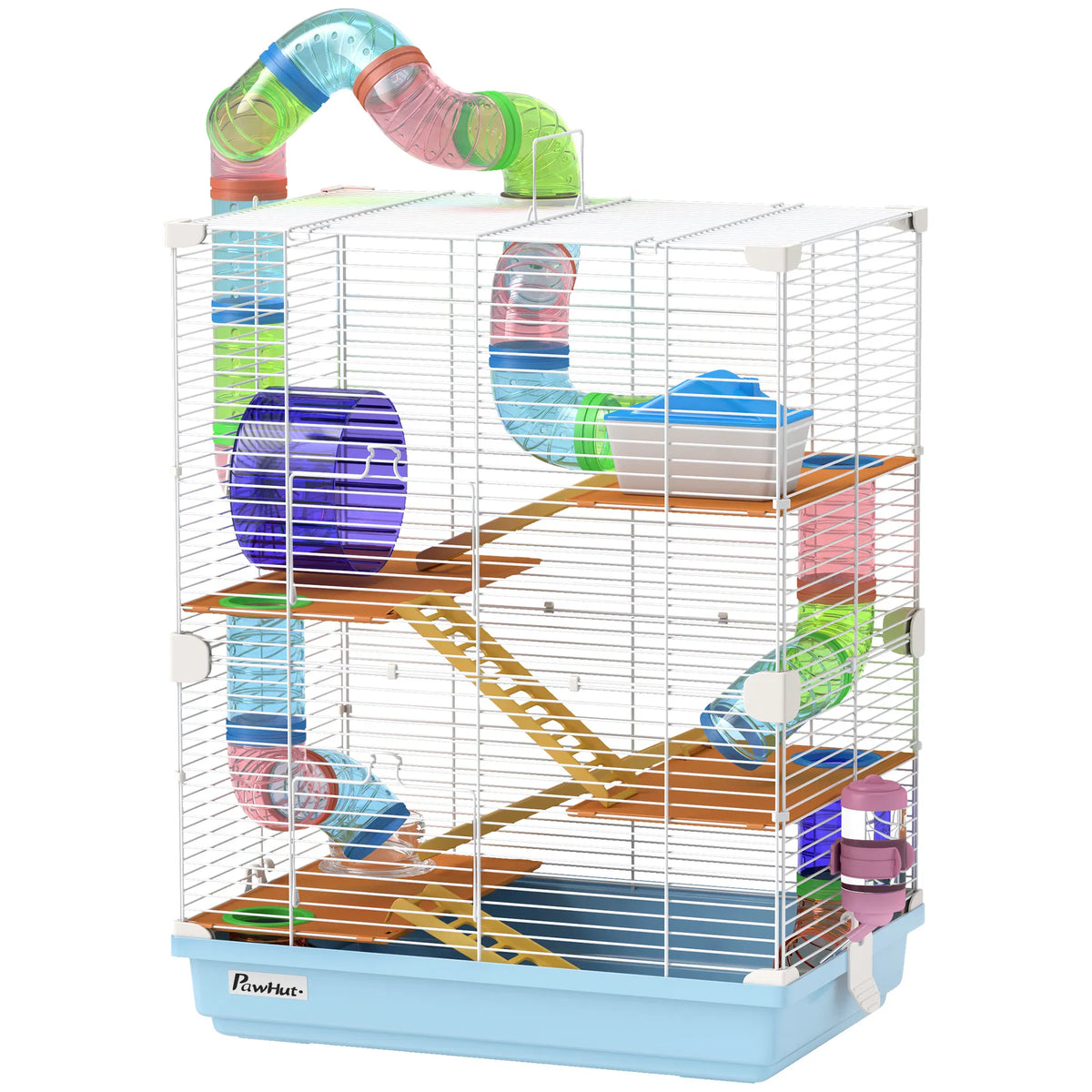 5 Tiers Hamster Cage Portable with Exercise Wheels Play Tube Water Bottle - Image 4