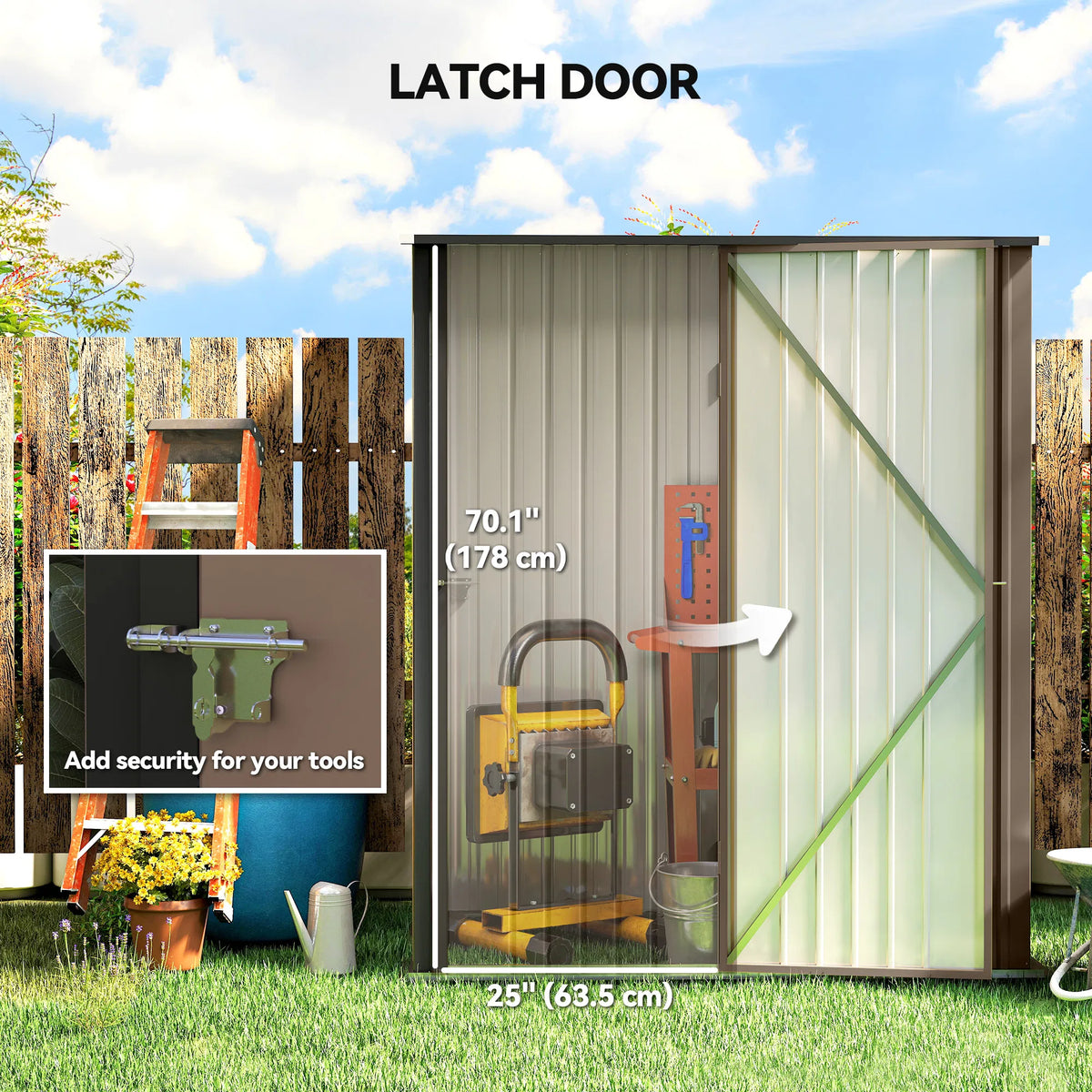 5' x 3' Outdoor Storage Shed Steel Garden Shed with Single Lockable Door Tool - Image 2