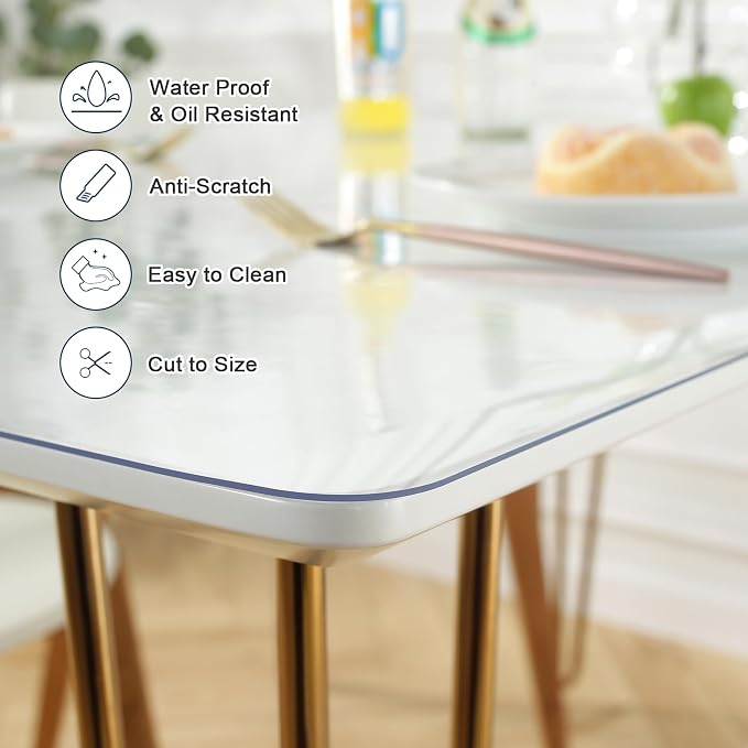 Table Cover 1.5 Mm Thick Clear PVC Desk Mat Protector Waterproof & Easy - Image 3