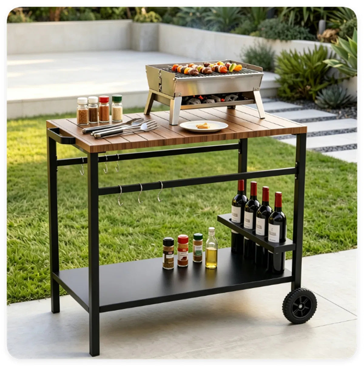 stainless steel outdoor grill prep table with cabinet product view 6