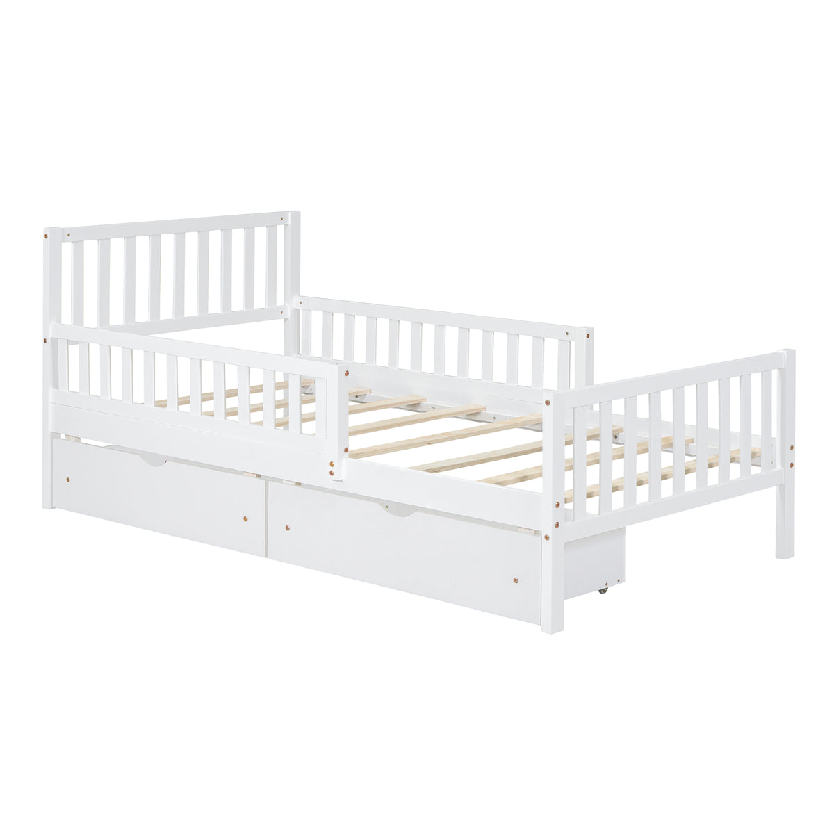 Twin Wood Platform Bed with Two Storage Drawers
