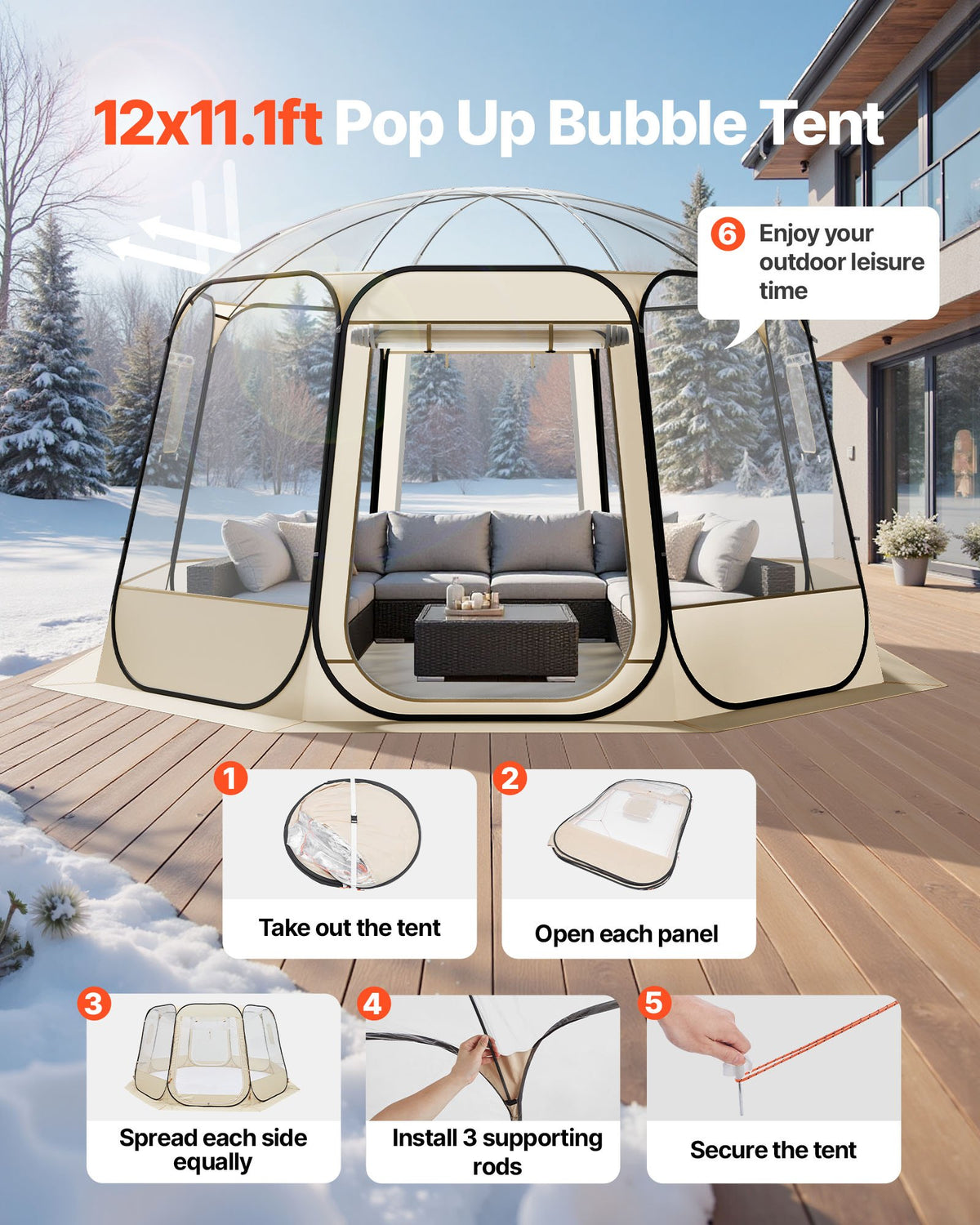 12x11.1ft clear pop-up garden bubble tent product detail