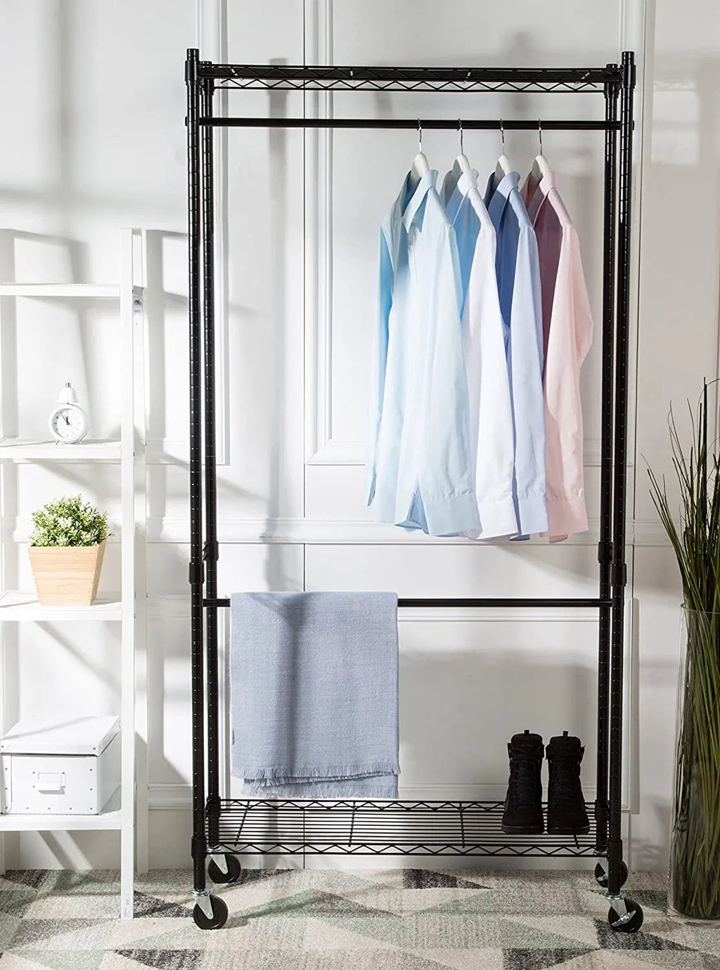 Closet Organizer Garment Rack Clothes Hanger Home Shelf Heavy Duty Furniture - Image 3