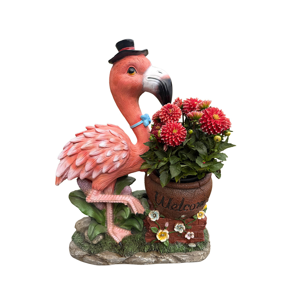 Outdoor Garden Sculpture Flamingo Flower Pot Planter Unique Yard Statue - Image 4
