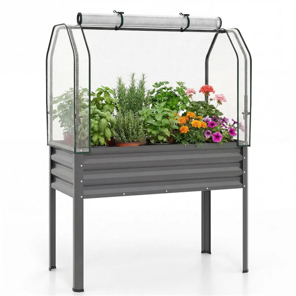 3 in 1 Metal Raised Garden Bed with Mini Greenhouse Cover Elevated Planter Box - Image 2
