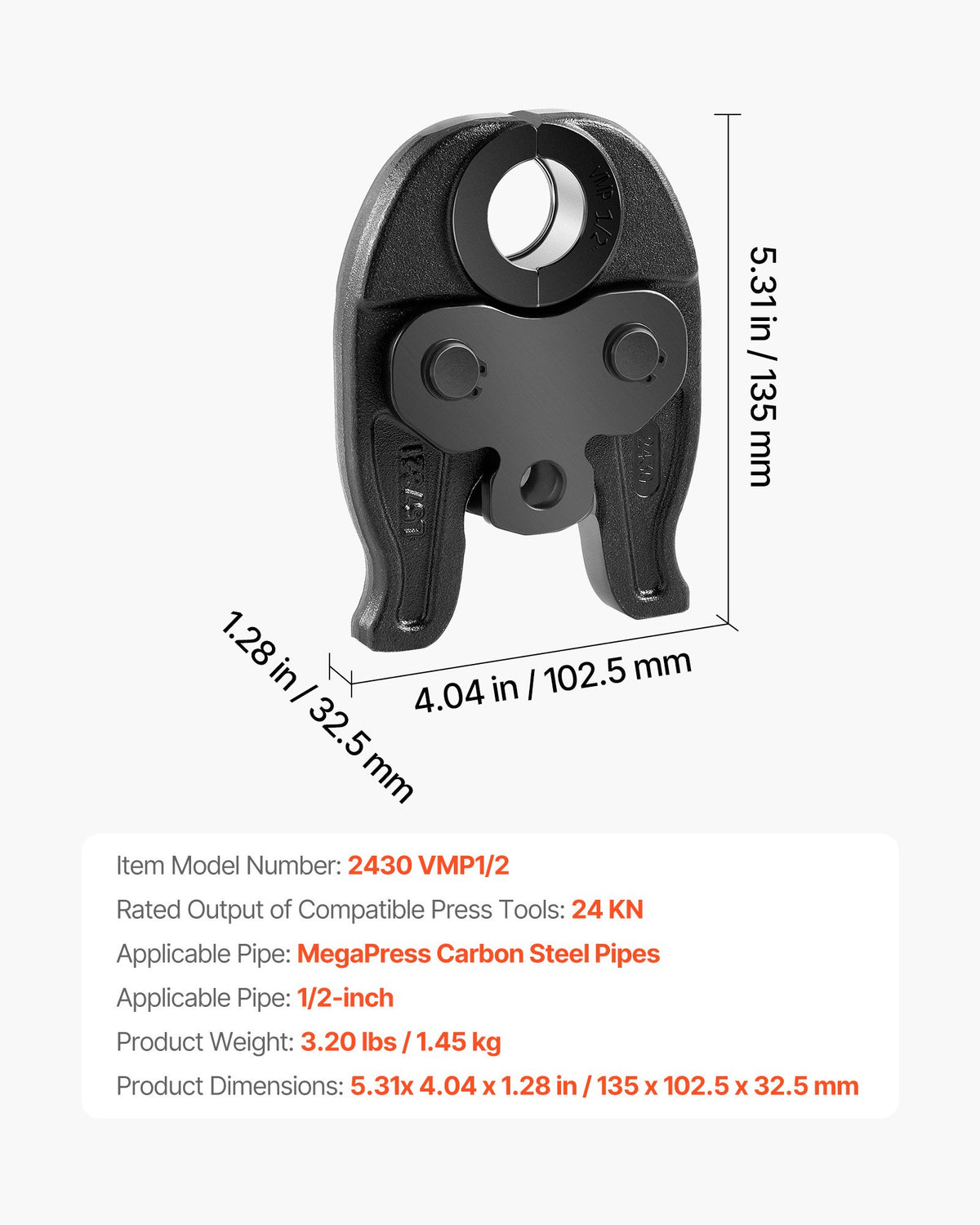 1/2" MegaPress Jaw For Compact Series Press Tools 52 HRC Hardened Steel - Image 5
