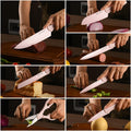 Kitchen Knife Set With Guards 13 Piece Pink Non Stick Boxed Knives Set