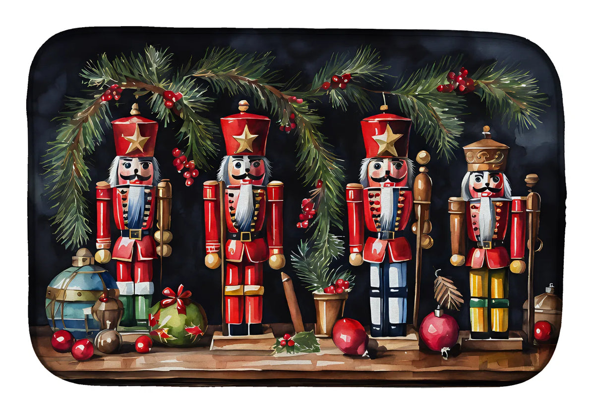 Christmas Nutcrackers Dish Drying Mat Absorbent Dish Drying Mat Pad for Kitchen