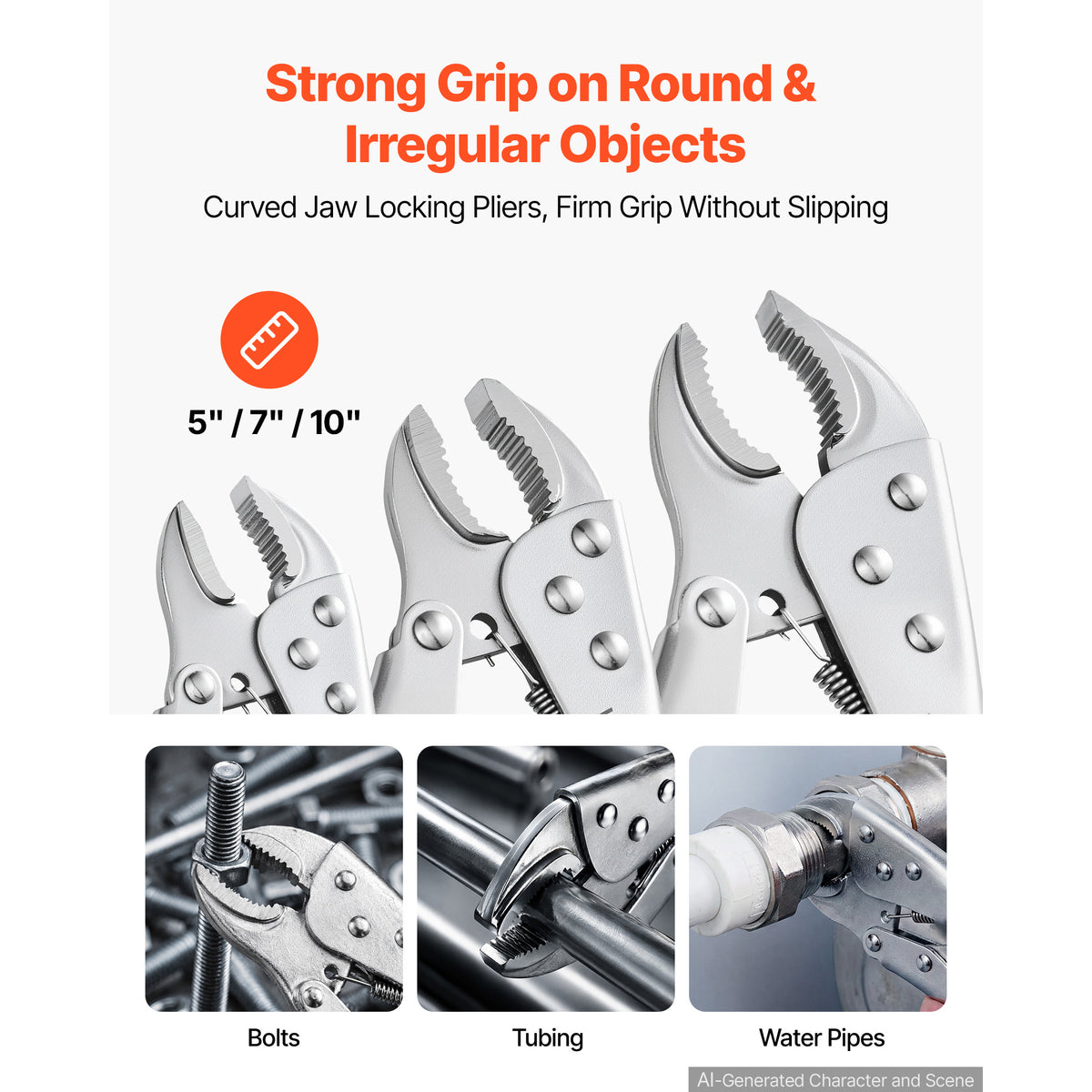 Locking Pliers Set 5 Piece Pliers Tool Set Nickel Plated Carbon Steel Hand - Image 5
