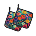 Colorful Ranunculus Pair of Pot Holders Kitchen Heat Resistant Pot Holders Sets
