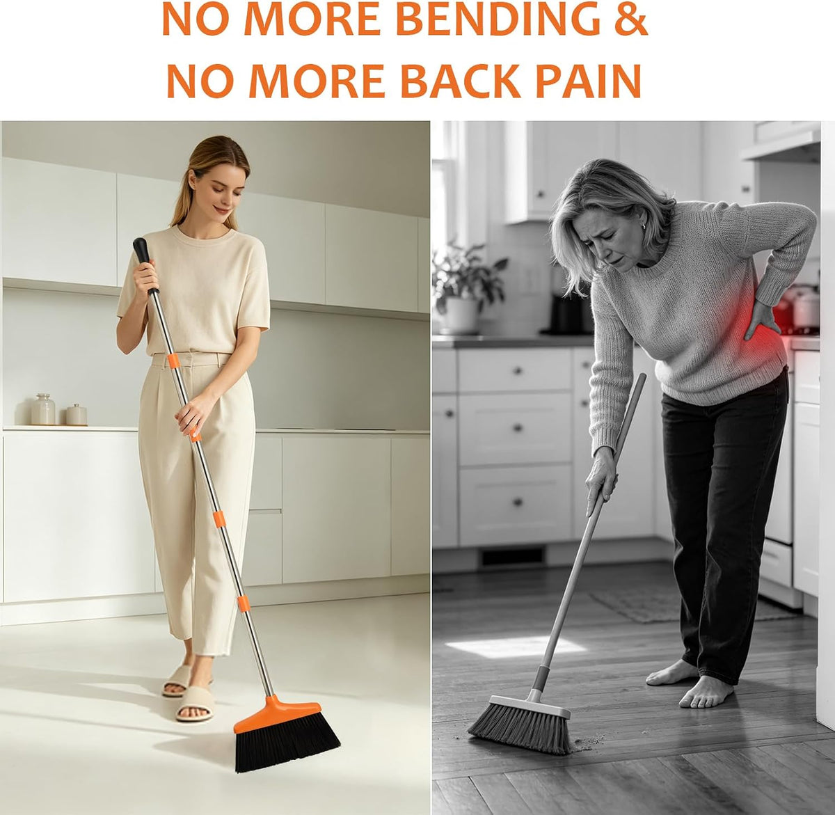 Broom And Dustpan Set 54.33 Inches Long Handle Upright Dustpan With - Image 5