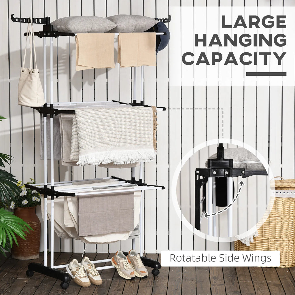 Foldable Clothes Drying Rack 4 Tier Steel Laundry Rack for Drying Clothes with - Image 5