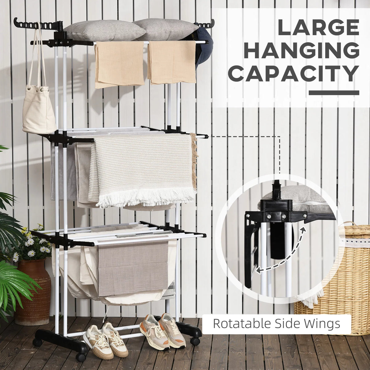 Foldable Clothes Drying Rack 4 Tier Steel Laundry Rack for Drying Clothes with - Image 5