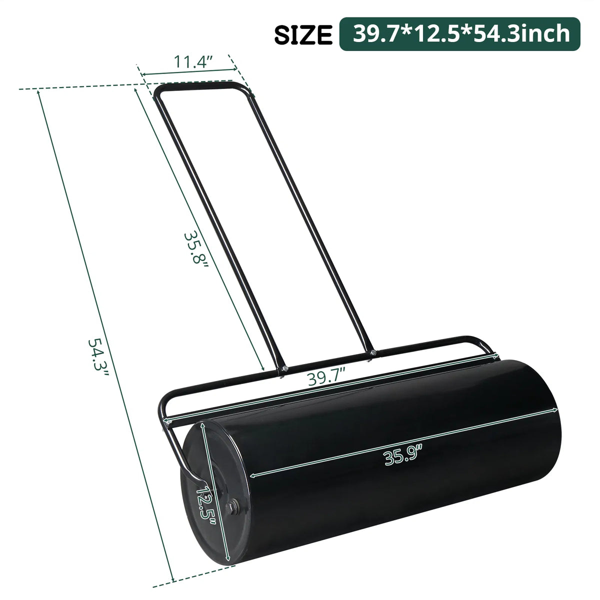 36in Cylindrical Iron Lawn Roller Black - Image 5