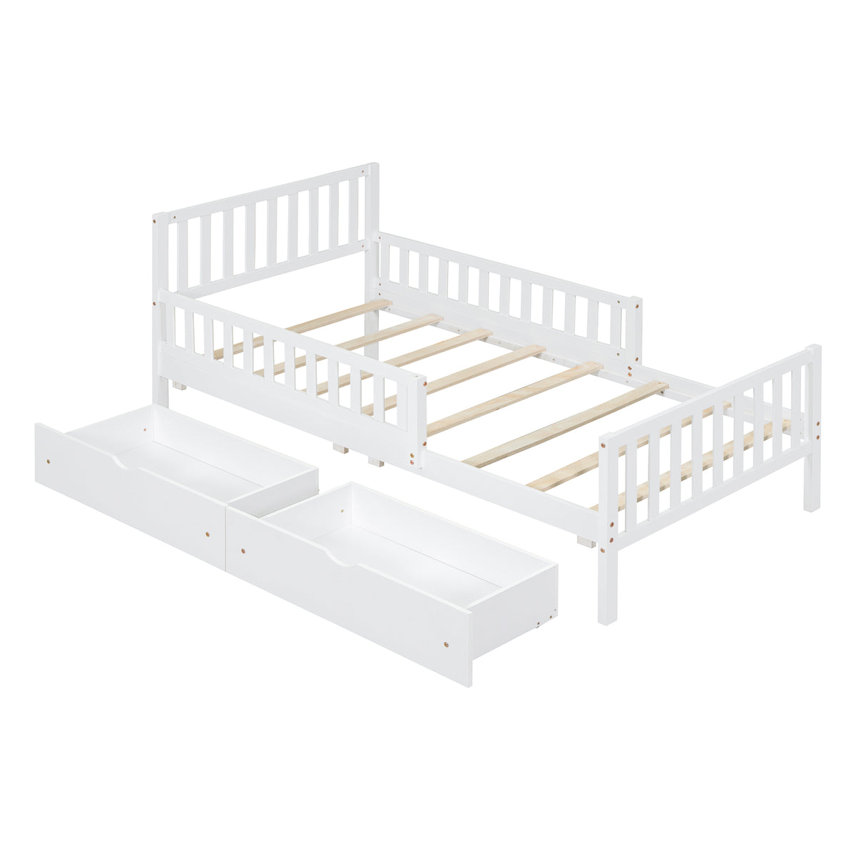 Twin Wood Platform Bed with Two Storage Drawers