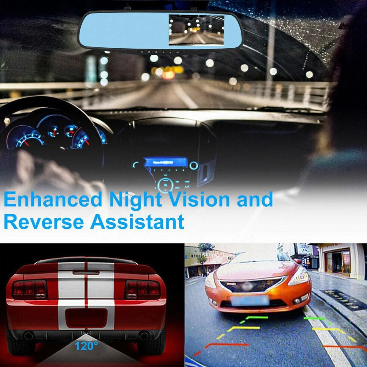 1080P HD Rearview Mirror Car DVR Dual Dash Cam Camera Front Rear Video Recorder - Image 5