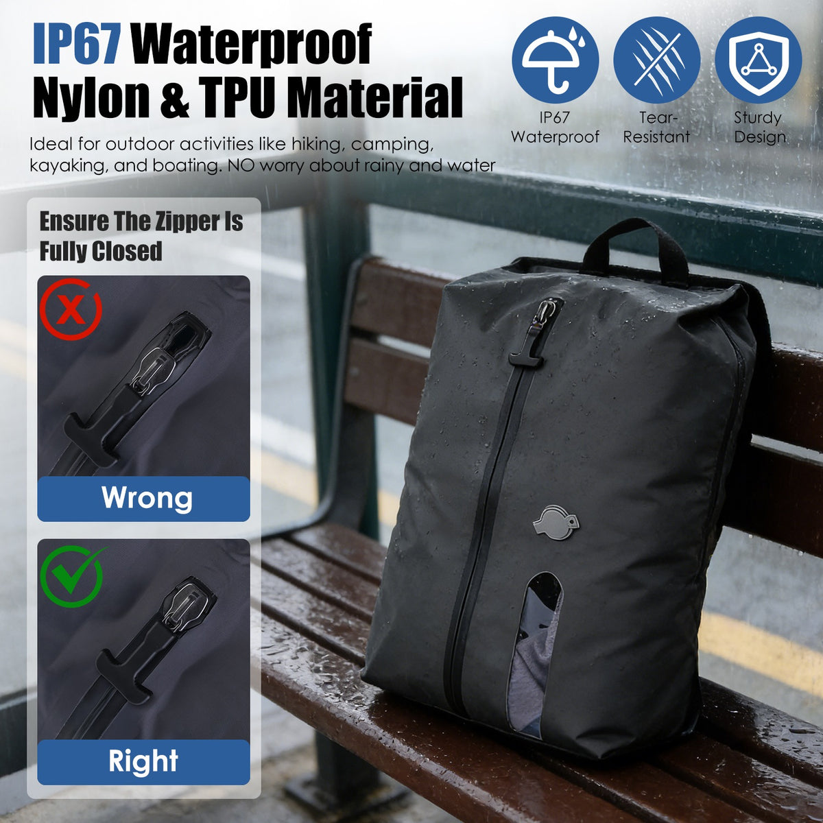 2Pcs 17L Vacuum Bags With Pump Clear Window Handle IP67 Waterproof TPU Vacuum