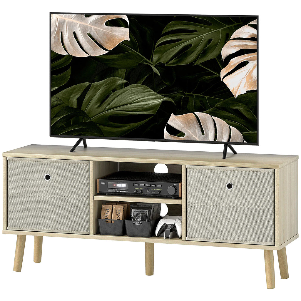 Modern TV Stand Cabinet with Foldable Drawers and Shelves for Living Room - Image 2