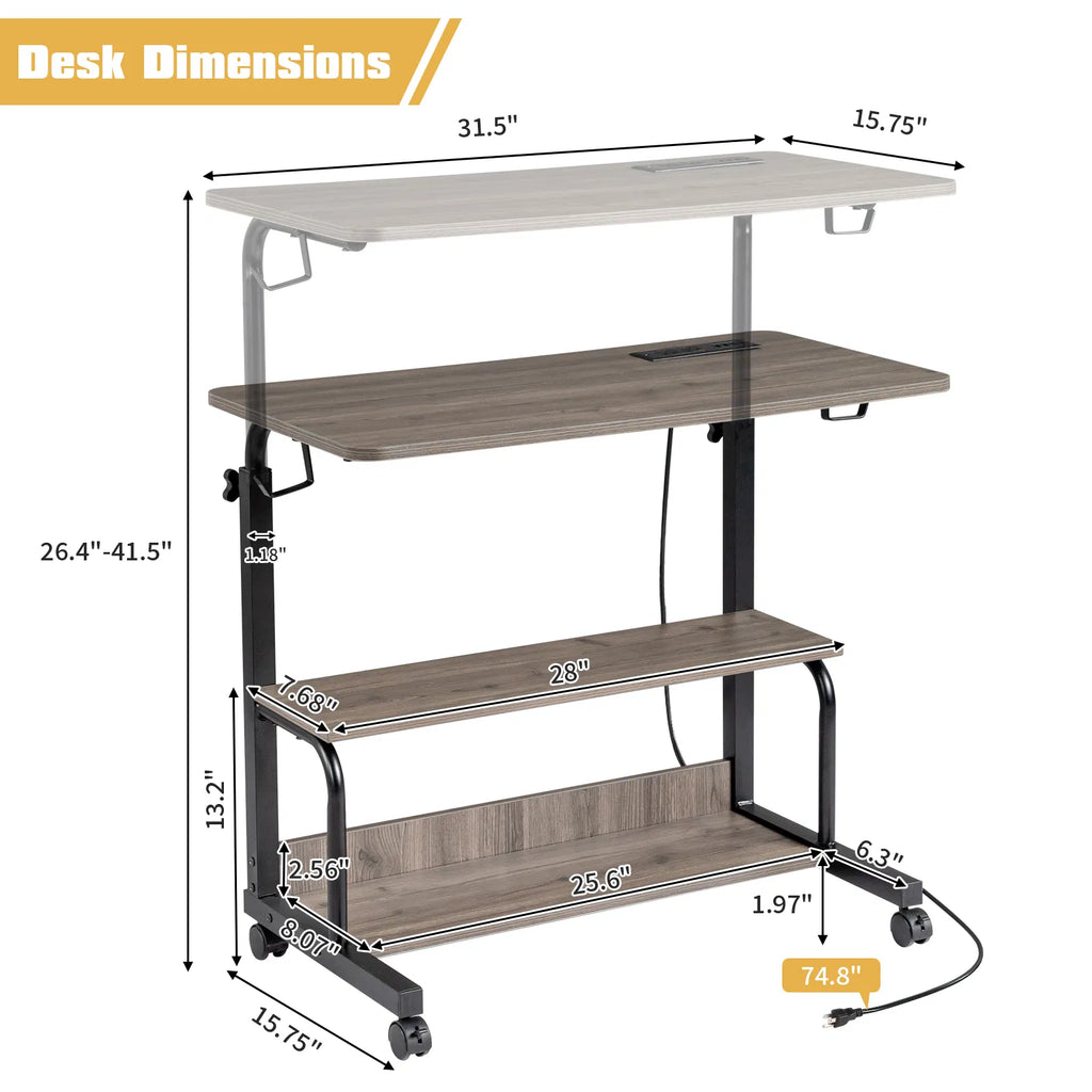 Grey Oak P2 15MM Particle Board with Melamine Coating Adjustable Computer Desk - Image 5