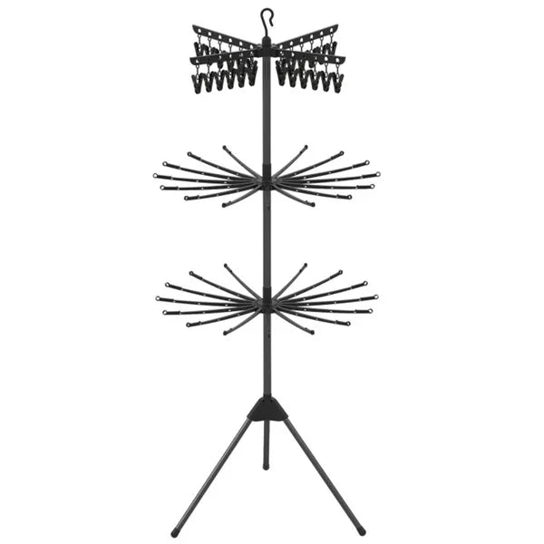 3 Tier Foldable Tripod Clothes Drying Rack With 24 Clips & 32 Rods 70" Space
