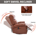 Heat Massage Manual Recliner Chair with Rocker and Swivel in Genuine leather