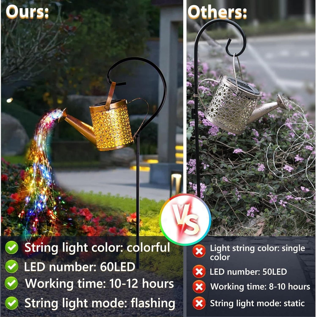 Outdoor Solar Watering Can With Lights Garden Decor Large Solar Powered - Image 2