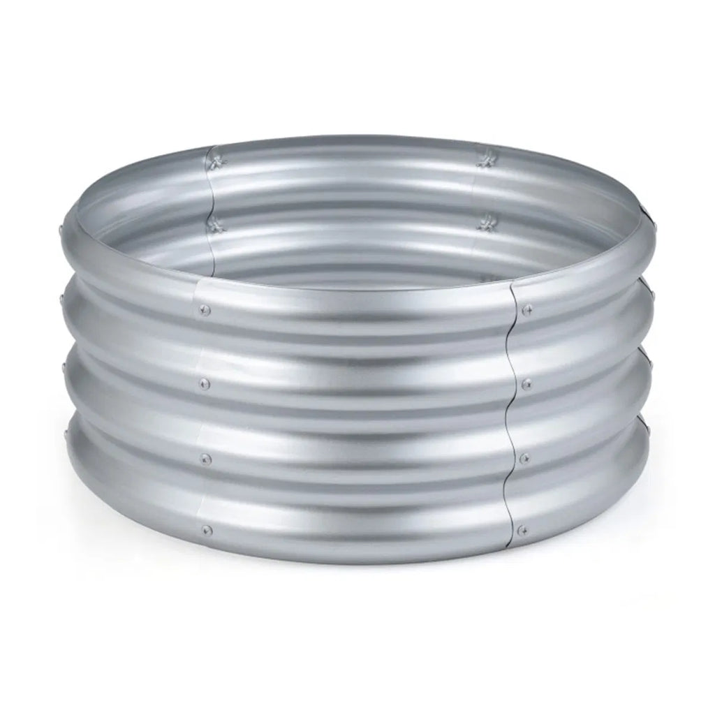 Round Galvanized Steel Raised Garden Bed 24×24×11.5 In Outdoor Planter for