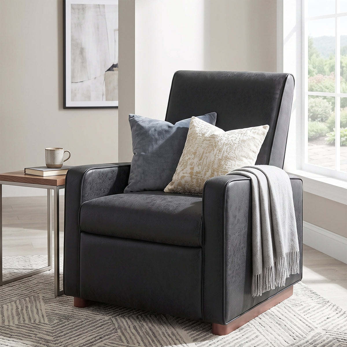 Modern Manual Recliner Chair PU Upholstered 2 Position Recliner with 160° - Image 3