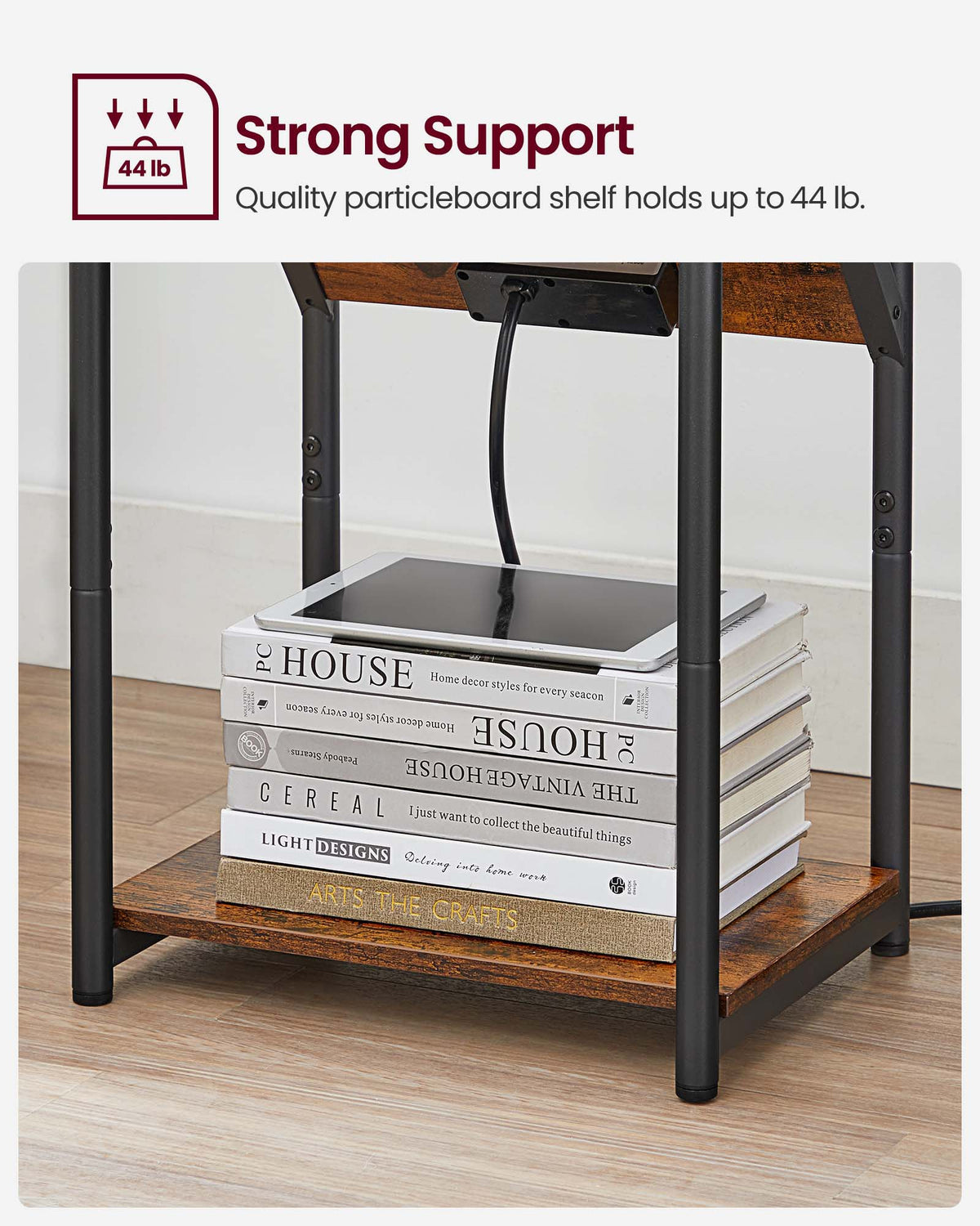 VASAGLE End Table With Charging Station Set Of 2 Small Side Tables - Image 5