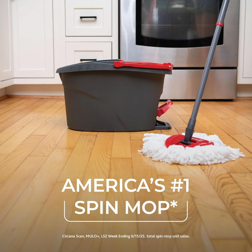 Easywring Microfiber Spin Mop Bucket Floor Cleaning System Red Gray Standard - Image 4