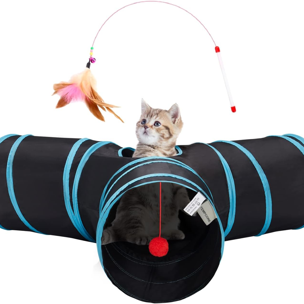Pet Cat Tunnel Tube Toys 3 Way Collapsible Tunnels For Indoor Cats - Image 2