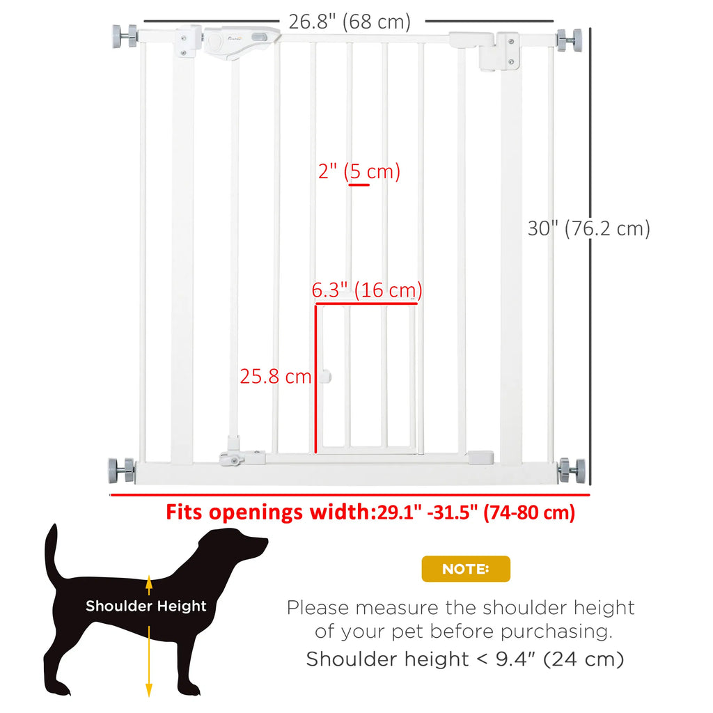 Pet Gate Extra Wide Press Mounted with Cat Door Auto Closing Pet Gate for