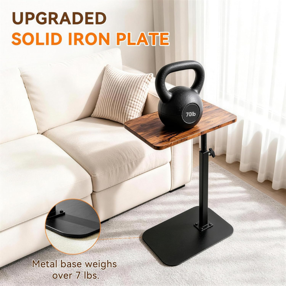Adjustable TV Tray Table 360 Swivel Shaped End That Slides Under Couch Sofa - Image 5