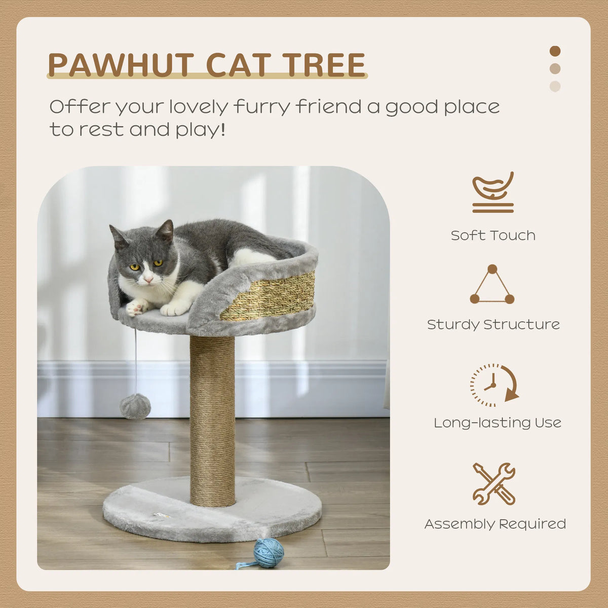 Cat Tree with Scratching Post Toy Ball Perch Small Cat Tower for Indoor Cats - Image 3