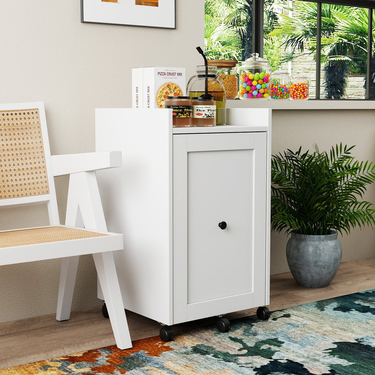 3-Tier Rolling Pantry Snack Storage Cabinet
